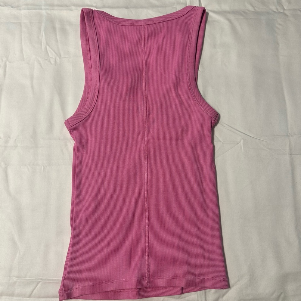 Zara Fitted Pink Ribbed Tank Top - Picture 2 of 4